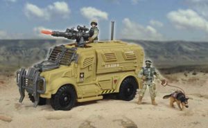U.S. Army Vehicle Playset with Dart Launcher with 2 Figures & K-9